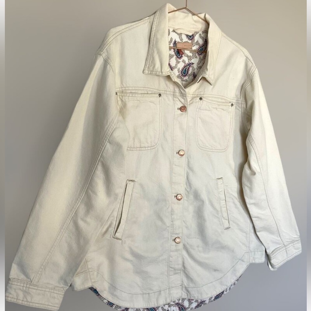 Pilcro Cream Utility Jacket with Relaxed Fit